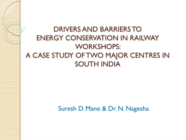 Suresh D. Mane &amp; Dr. N. Nagesha
