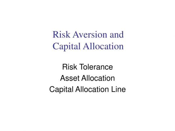 Risk Aversion and Capital Allocation