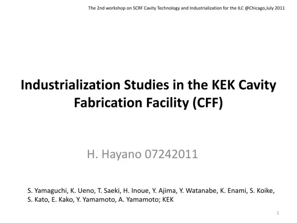 Industrialization Studies in the KEK Cavity Fabrication Facility (CFF)