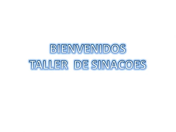 BIENVENIDOS TALLER DE SINACOES