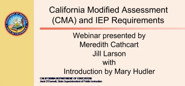 Webinar presented by Meredith Cathcart Jill Larson with Introduction by Mary Hudler