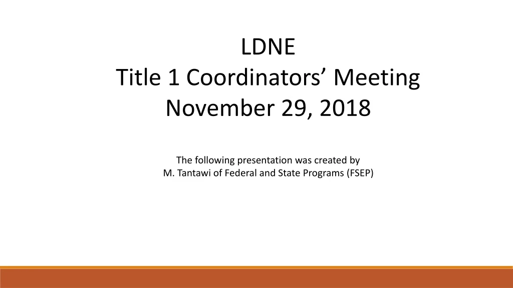 ldne title 1 coordinators meeting november