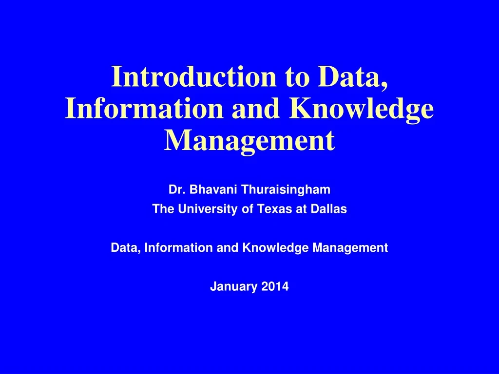 introduction to data information and knowledge management