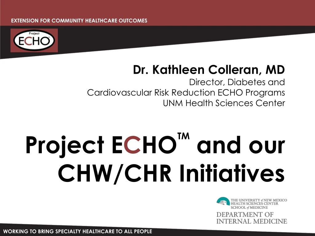 project e c ho tm and our chw chr initiatives