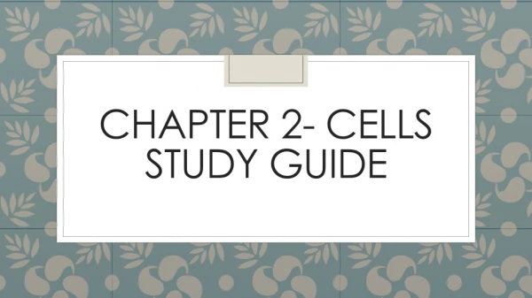 Chapter 2- Cells study guide