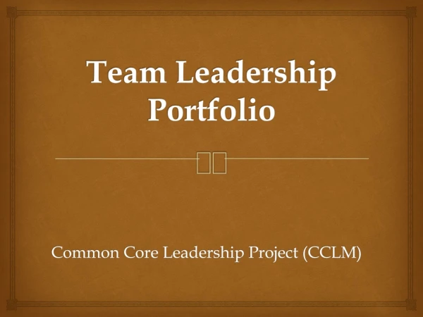 Team Leadership Portfolio