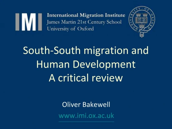 South-South migration and Human Development A critical review
