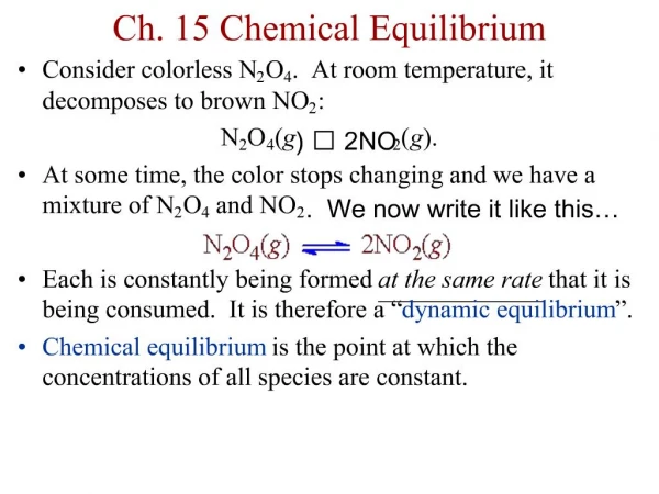 Ch. 15 Chemical Equilibrium