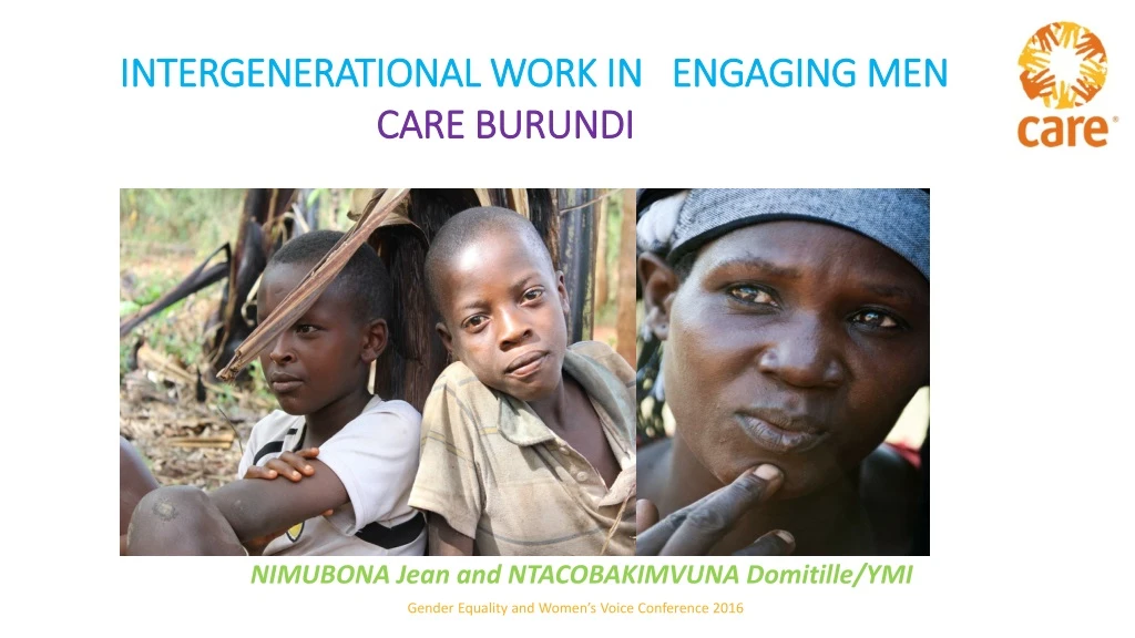 intergenerational work in engaging men care burundi