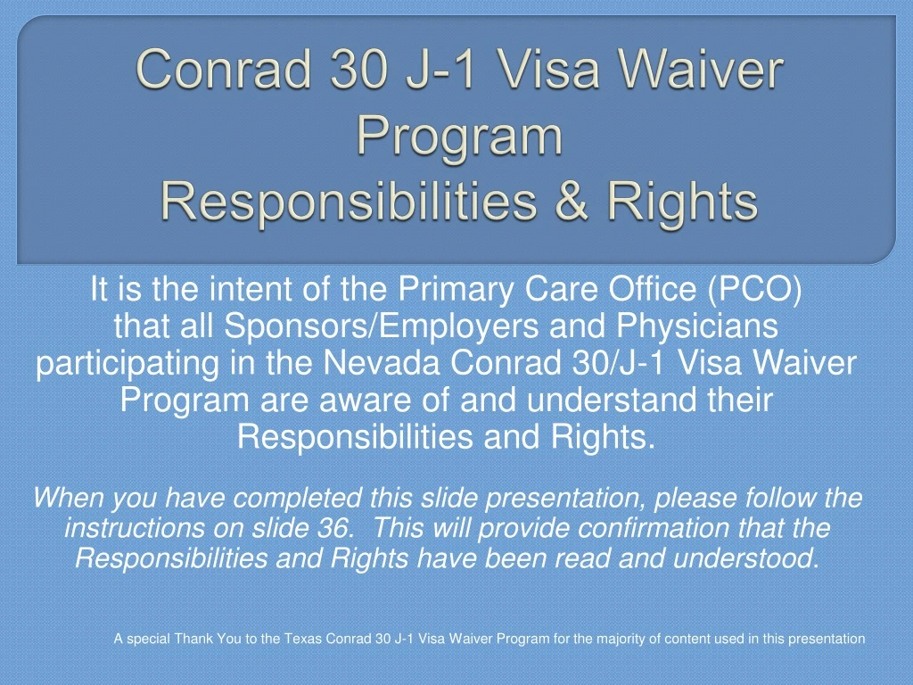 conrad 30 j 1 visa waiver program responsibilities rights