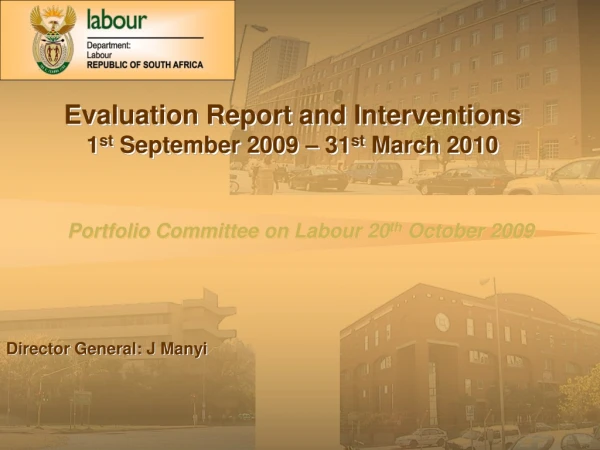 Portfolio Committee on Labour 20 th October 2009
