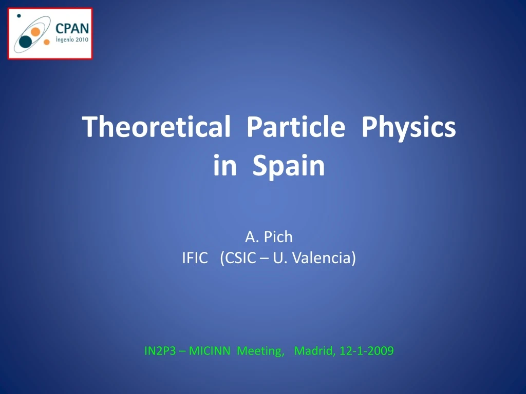 theoretical particle physics in spain