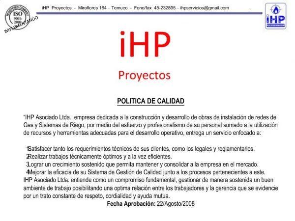 IHP Proyectos - Miraflores 164 Temuco - Fono
