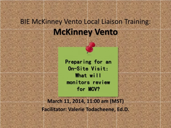 BIE McKinney Vento Local Liaison Training: McKinney Vento