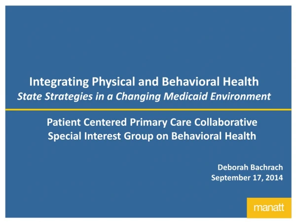 Patient Centered Primary Care Collaborative Special Interest Group on Behavioral Health