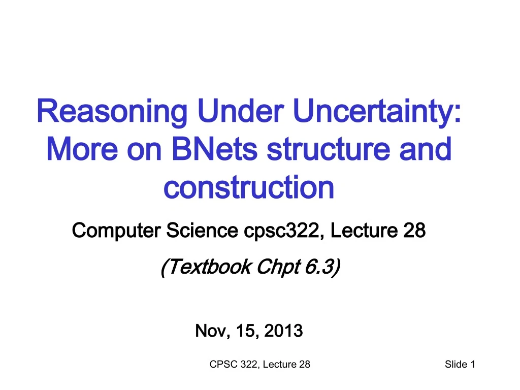 reasoning under uncertainty more on bnets