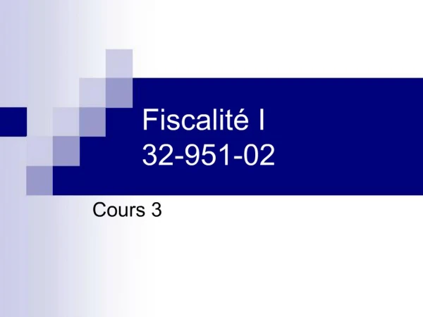 Fiscalit I 32-951-02