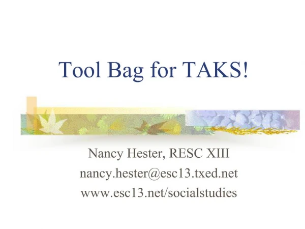 Tool Bag for TAKS