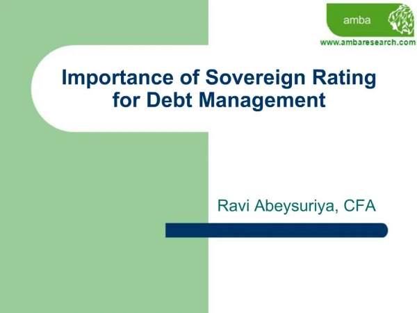 Importance of Sovereign Rating for Debt Management