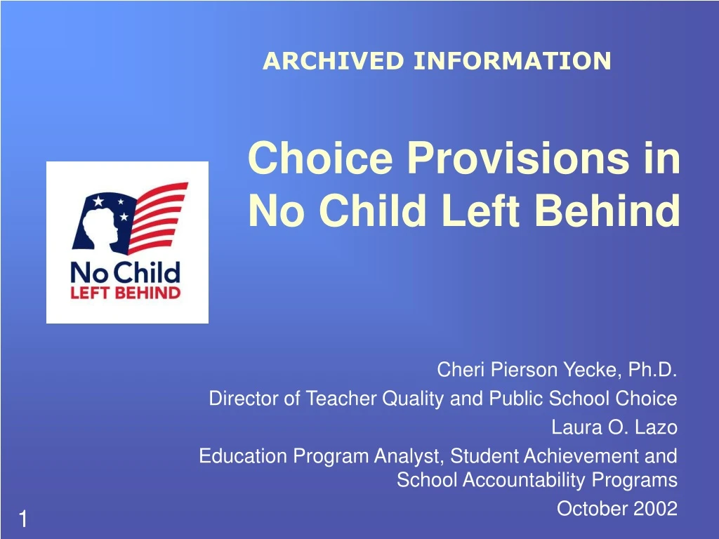 choice provisions in no child left behind