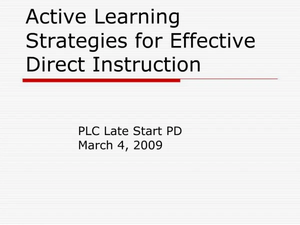 Active Learning Strategies for Effective Direct Instruction