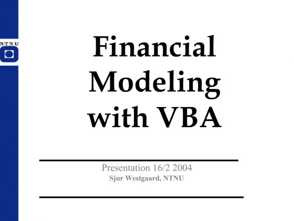 Financial Modeling with VBA