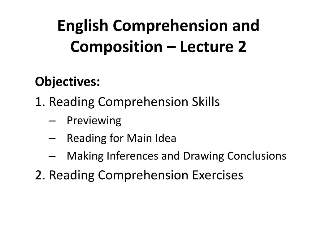 english comprehension and composition lecture 2