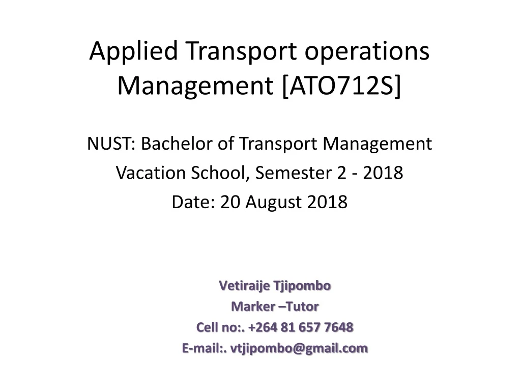 applied transport operations management ato712s