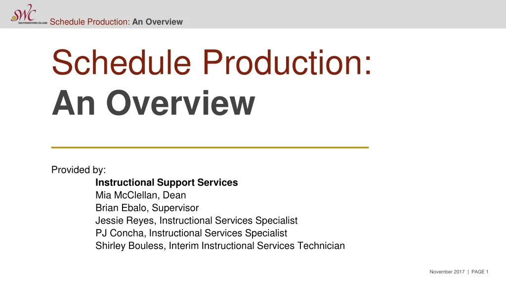 schedule production an overview