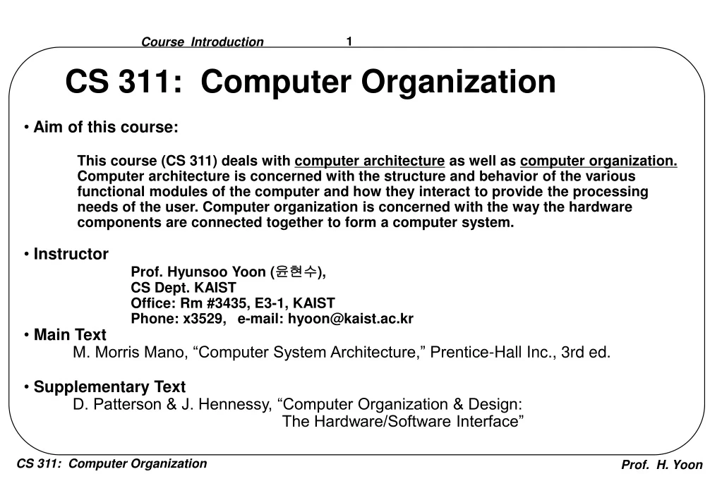 cs 311 computer organization
