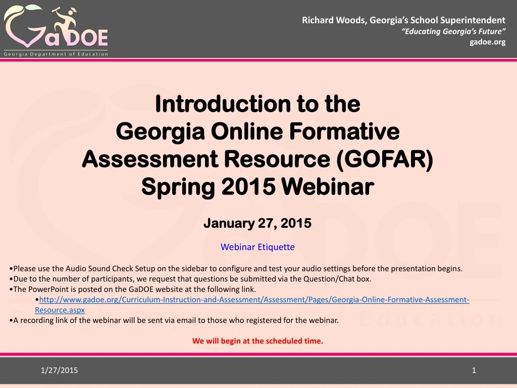 introduction to the georgia online formative