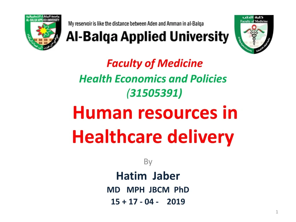 faculty of medicine health economics and policies 31505391 human resources in healthcare delivery