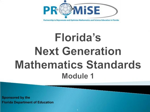 Florida s Next Generation Mathematics Standards Module 1