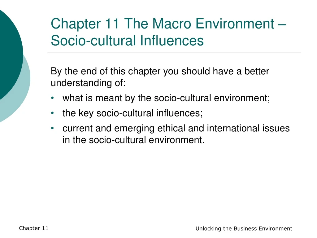 chapter 11 the macro environment socio cultural influences