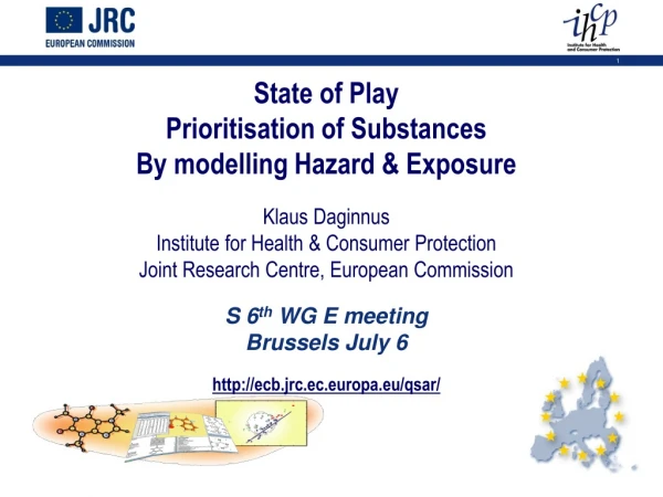 State of Play Prioritisation of Substances By modelling Hazard &amp; Exposure Klaus Daginnus