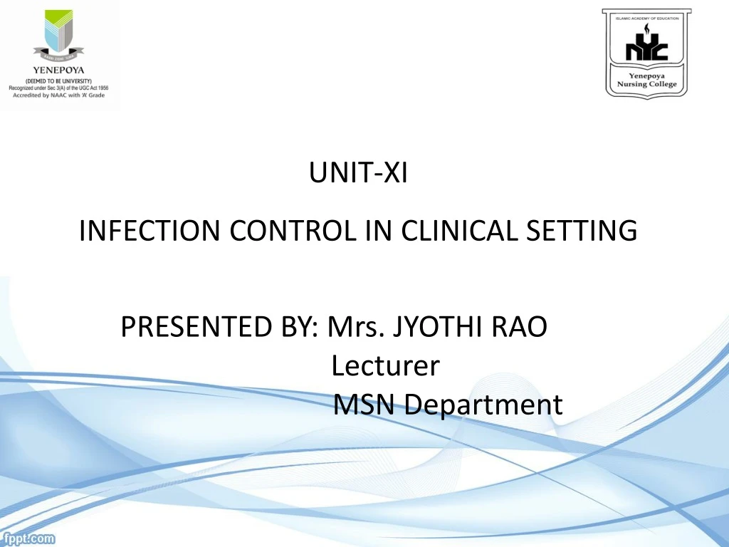 unit xi infection control in clinical setting