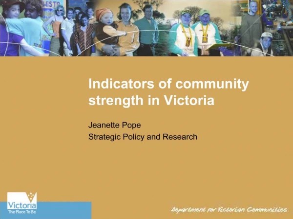 Indicators of community strength in Victoria