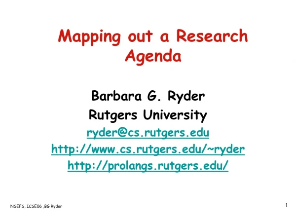 Mapping out a Research Agenda