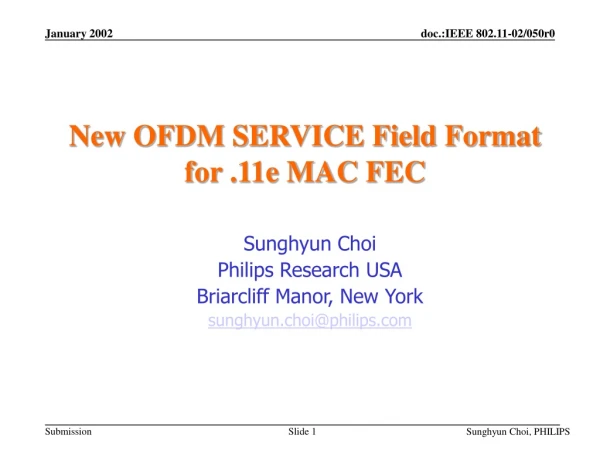 New OFDM SERVICE Field Format for .11e MAC FEC