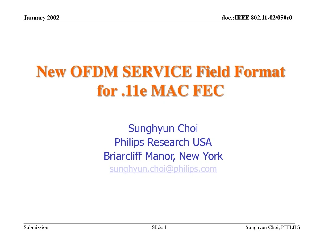 new ofdm service field format for 11e mac fec