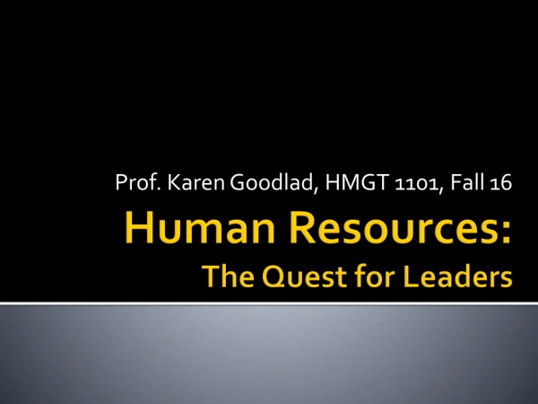 Human Resources: The Quest for Leaders