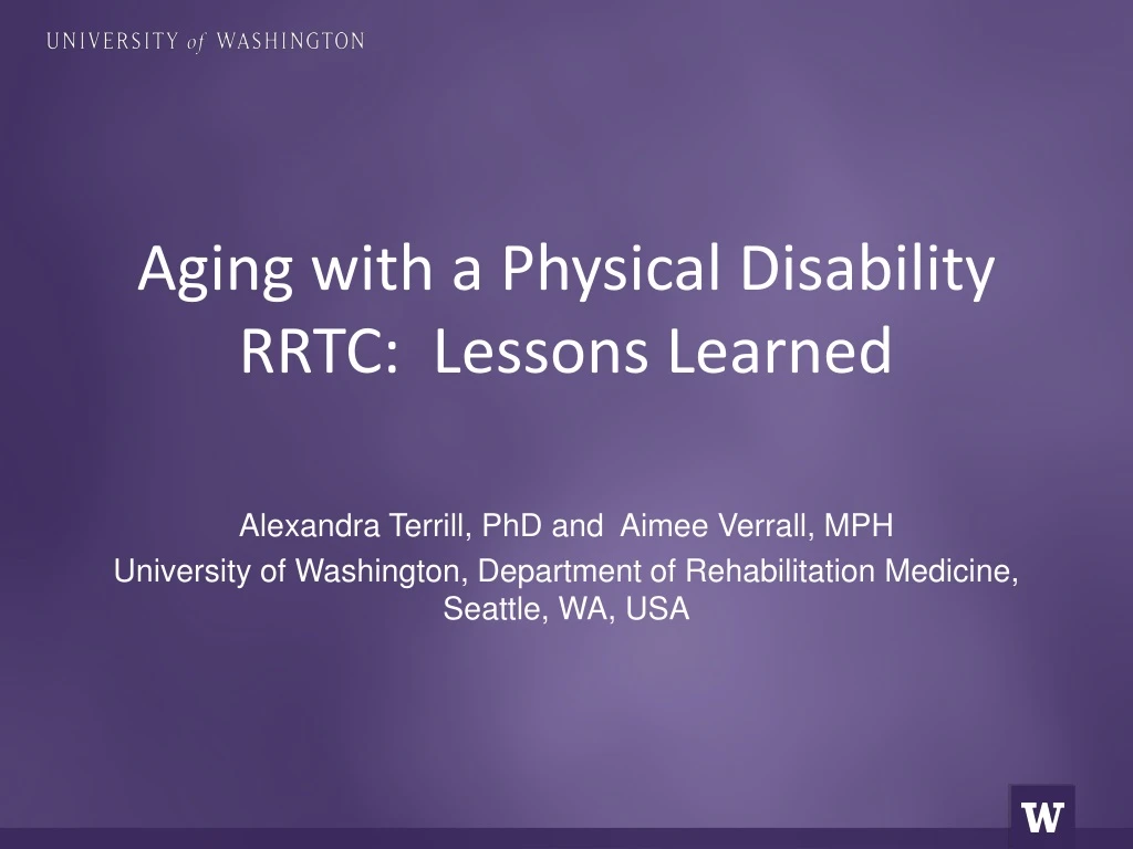 aging with a physical disability rrtc lessons learned