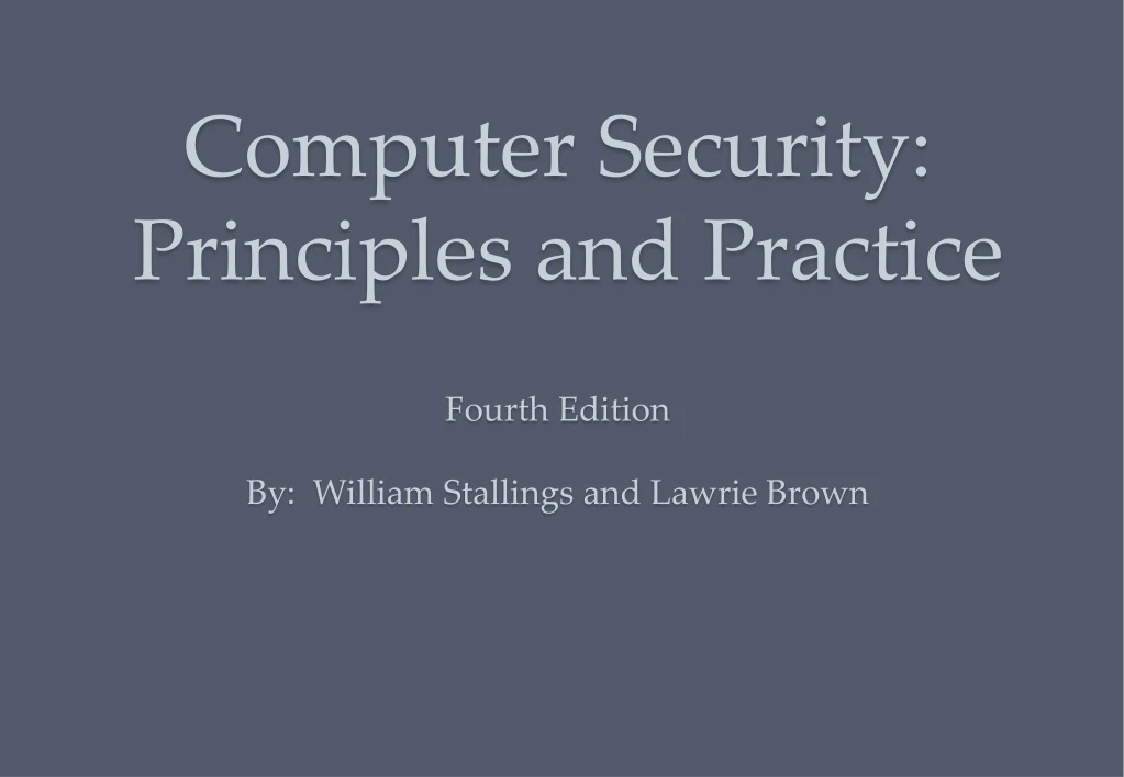 computer security principles and practice fourth