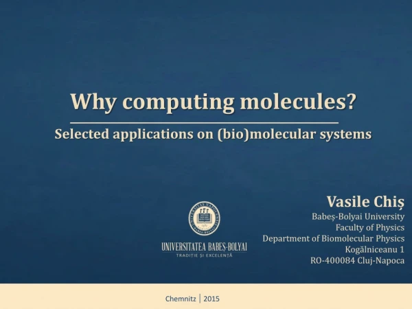 Why computing molecules? Selected applications on (bio)molecular systems