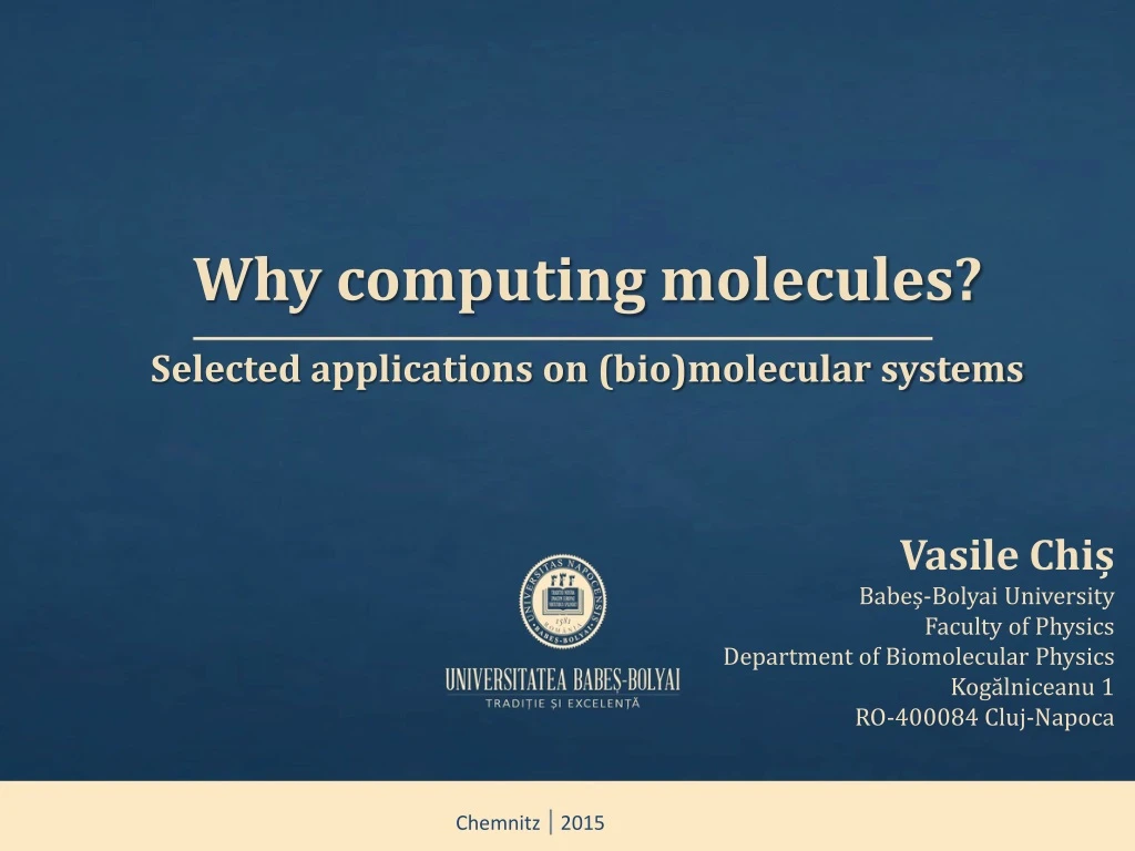 why computing molecules selected applications on bio molecular systems