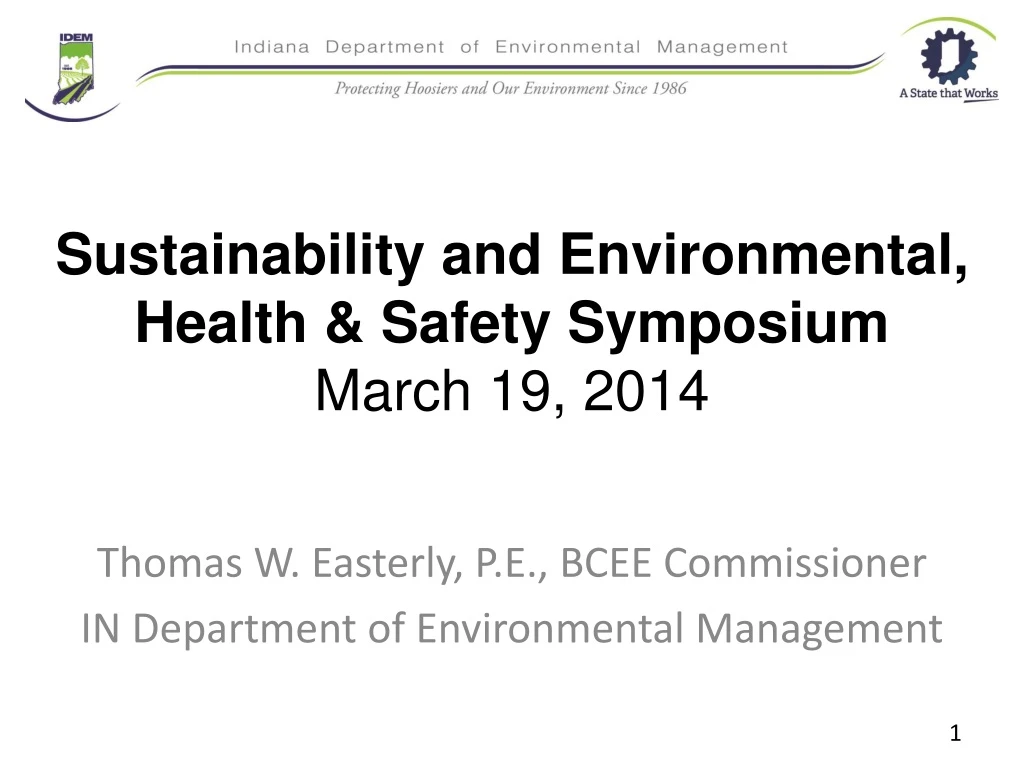 sustainability and environmental health safety symposium march 19 2014