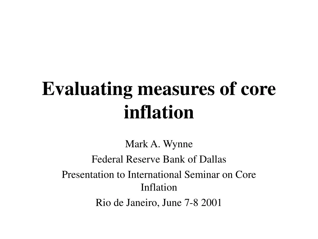 evaluating measures of core inflation