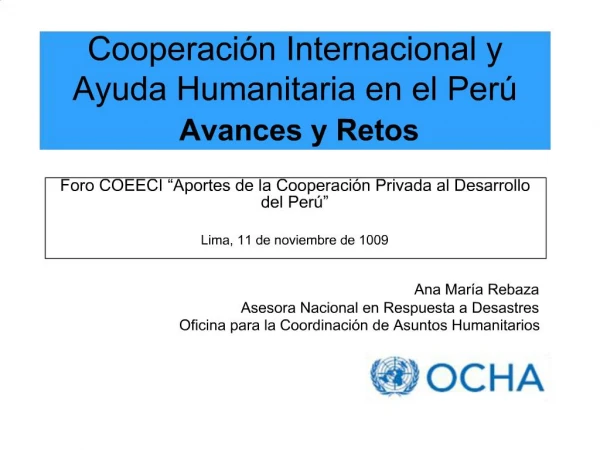 Cooperaci n Internacional y Ayuda Humanitaria en el Per Avances y Retos