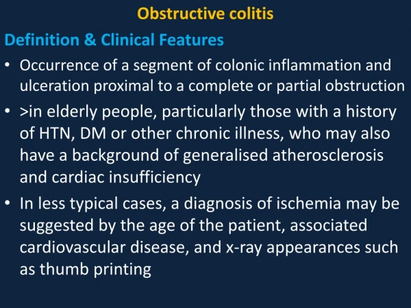 Obstructive colitis Definition &amp; Clinical Features