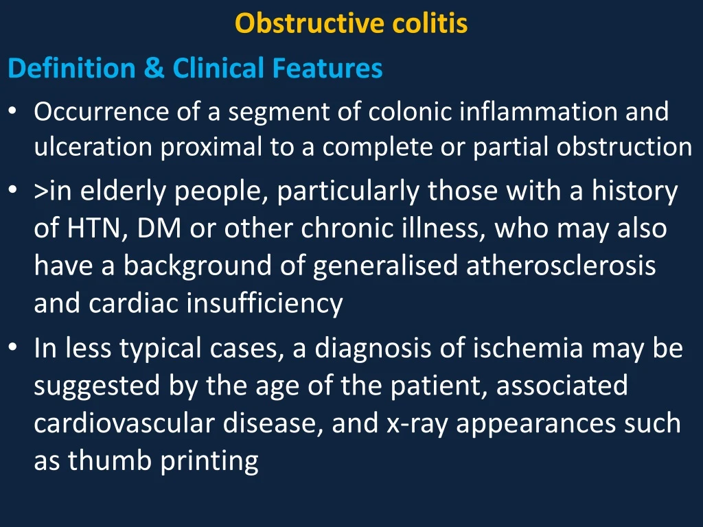 obstructive colitis definition clinical features